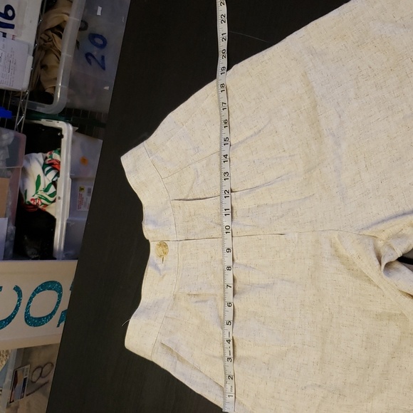 Francine Browner High-Waisted Linen Blend Oatmeal Speckled Shorts Retro Size 10 - Picture 10 of 10